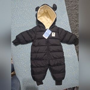 Black Puffer Kids Jacket with Bear Ears 6-12 Months